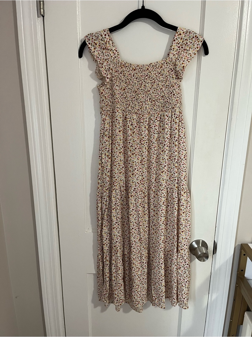 Cat & Jack Cream Floral Maxi Dress with Multicolor Print